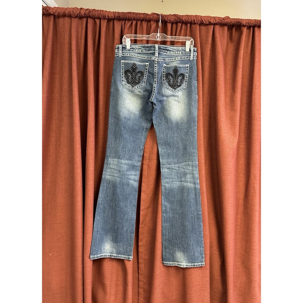 Wrangler Rock 47 Jeans Womens 32x34 Low Rise Bootcut Cowgirl Fleur De Lis